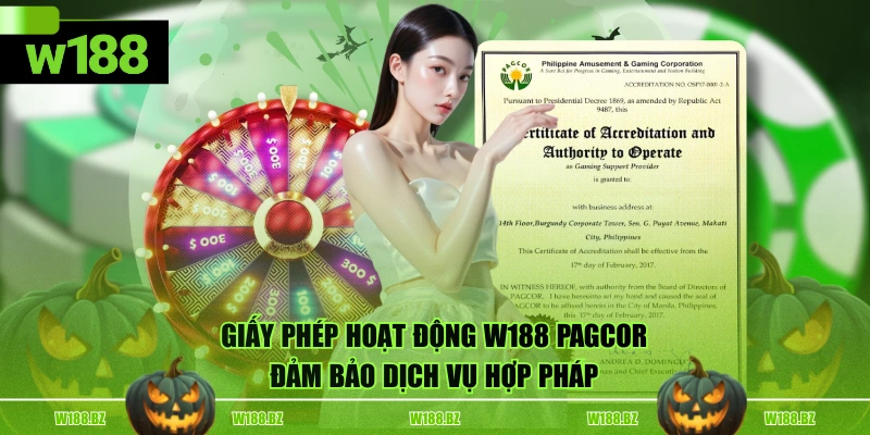 Giấy Phép hoạt động W188 2 Giấy phép hoạt động W188 PAGCOR đảm bảo dịch vụ hợp pháp